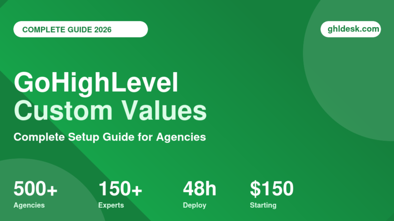 GoHighLevel custom values complete setup guide for agencies by GHL Desk